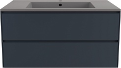 Style Line Тумба с кварцевой раковиной серый шелк Лима 100 Plus подвесная эмаль графит матовая – фотография-1